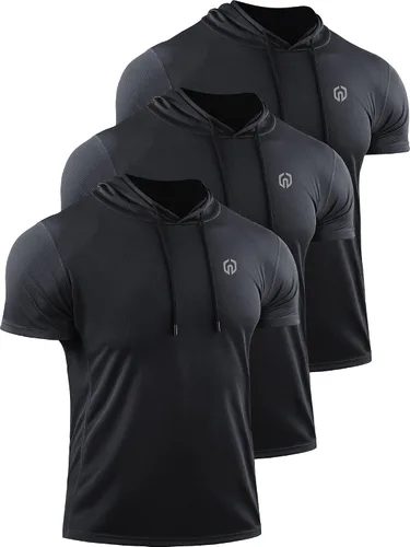 Vista 17 de Neleus - Camiseta sin mangas deportiva Dry Fit para correr con capucha
