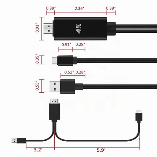Vista 9 de Adaptador HDMI USB tipo C Cable MHL 4K convertidor de video compatible Samsung Galaxy S24 S23 S22 S21 S20 S10 Note 20 LG V35 Android Phone iMac