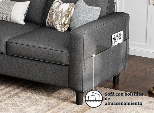 Vista 6 de Sofás seccionales para sala de estar, sofá convertible en forma de L de 78 pulgadas con almacenamiento extraíble, sofás otomanos de 3 plazas, sofá