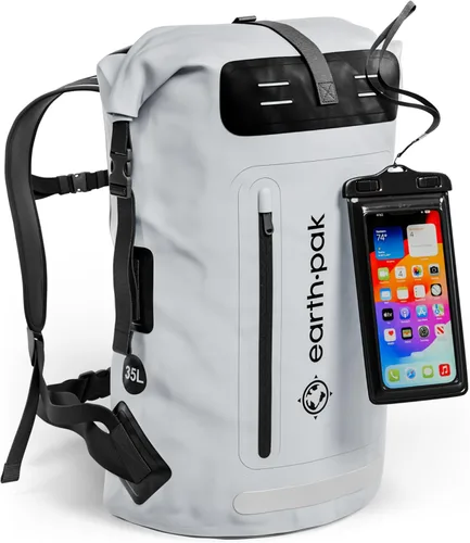 Vista 15 de Earth Pak Mochila impermeable - Mochila de senderismo resistente - Bolsa con cierre enrollable - Bolsa seca acolchada con carcasa impermeable