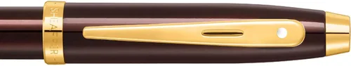 Vista 4 de Sheaffer 100 9370 Brillante Café Marrón Rollerball Pen Con PVD Oro Trim - Medio