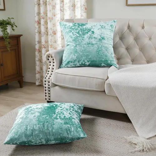 Vista 29 de Home Soft Things Funda de almohada decorativa de terciopelo triturado, 4 piezas, aguacate, 20 x 20 pulgadas, funda cuadrada de acento suave