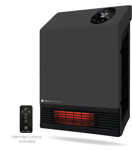 Vista 13 de Heat Storm - Calentador infrarrojo de pared HS-1000-WX para interiores, ahorrador de espacio, 1000 vatios, con control remoto, rejilla segura al Gris