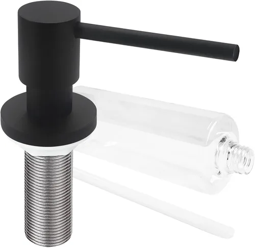 Vista 9 de EADOT Dispensador de jabón o dispensador de loción para fregadero de cocina de latón montado en la cubierta con botella recargable de 17 onzas sobre