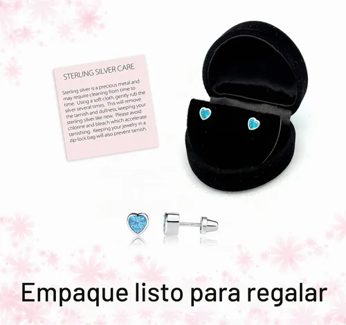 Vista 7 de Aretes de corazón con pasador simulando piedra natal con tornillo de traba (6mm) - para niñas 06-Junio