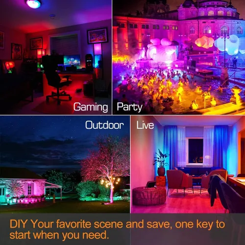 Vista 5 de MELPO Luz de inundación LED para exteriores, equivalente a 800 W, 8000 lm, iluminación inteligente RGB para paisaje, con control de aplicación
