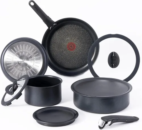 Vista 8 de T-fal Ingenio Essentials - Juego de utensilios de cocina con mango desmontable/extraíble de 11 piezas, granito titanio antiadherente, apto para Beige