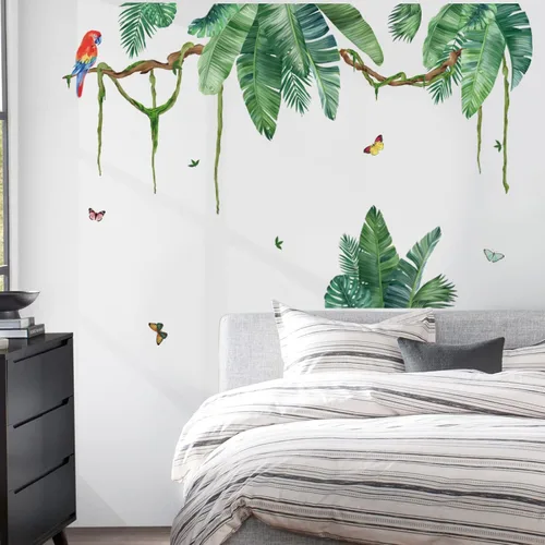 Vista 2 de wondever Calcomanías de pared de hojas de palmera, hojas tropicales