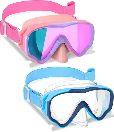Vista 8 de Gafas de natación para niños con correa de tela para niños de 3 a 15 años, gafas de natación a prueba de fugas con cubierta nasal, vista clara