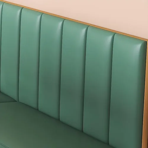 Vista 5 de Banco Settee con Respaldo, Sofá Loveseat Moderno Tapizado de PU Cabina de Una Sola Cara con Marco de Aleación, Banco Sofá de Comedor Restaurante