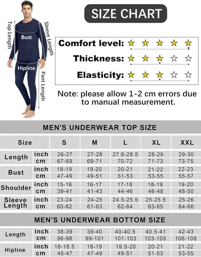 Vista 2 de URATOT Conjunto de 2 ropa interior térmica para hombre, con forro polar, ropa interior térmica suave, largo Johns parte superior inferior