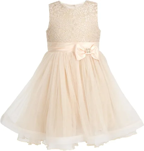 Vista 6 de Peaches Petal Toddler Girl Dress for Wedding, Flower Girl Dresses for Birthday Party, Kids Lace Tulle Dress