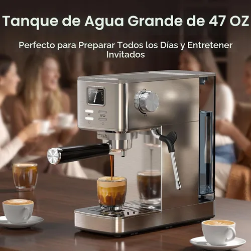 Vista 6 de Electactic Máquina de café expreso de 20 bar con espumador de leche Acero inoxidable