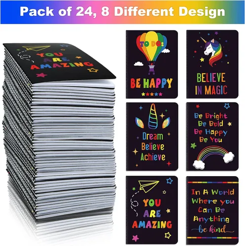 Vista 3 de 24 cuadernos inspiradores a granel, bonitos cuadernos motivacionales, cuadernos de bolsillo pequeño con forro positivo inspirador para el hogar