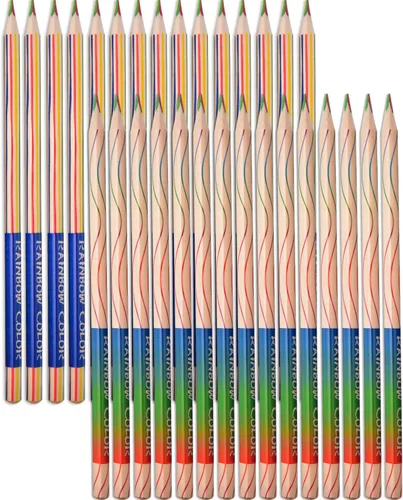 Vista 6 de Frienda Juego de 30 lápices de dibujo de arco iris a granel 4 en 1 para dibujar arte, colorear, bocetos, pintura, regalo, regreso a la escuela