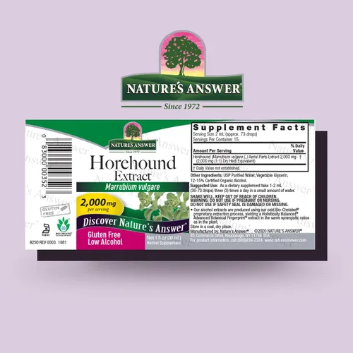 Vista 2 de Nature's Answer Horehound con alcohol orgánico, 1 onza líquida