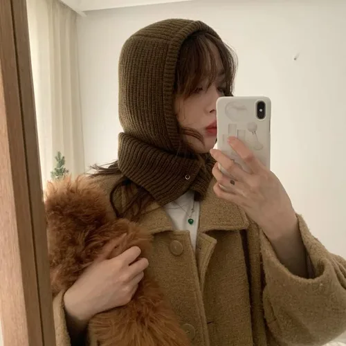 Vista 3 de Bufanda para la cabeza para mujer, gorro de invierno de punto, gorros de ganchillo, lindos gorros para mujer