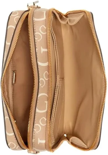 Vista 4 de GUESS Marfa - Mini bandolera con doble cremallera, Caramelo