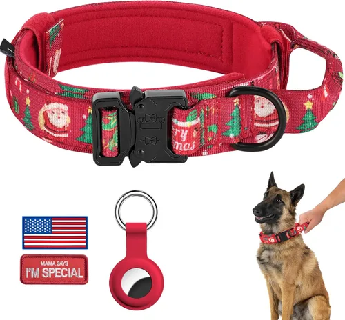 Vista 24 de DAGANXI - Collar táctico para perro, collar ajustable de nailon para adiestramiento con asa de control y hebilla, para perros medianos y grandes