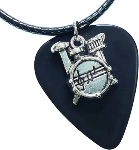 Vista 4 de Collar de púa de guitarra y cadena de cordón de cuero vegano