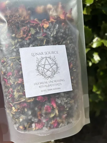 Vista 6 de Removedor de hexágonos, ritual sin cruzar, 12 onzas, sal de baño Muro de protección espiritual ardiente de corte de cordón de brujería desterrando