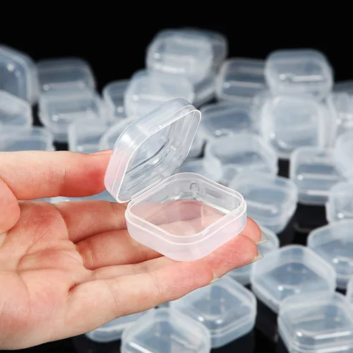 Vista 4 de Jetec Paquete de 36 cajas de plástico transparente para contenedores pequeños, cajas organizadoras de cuentas con tapa con bisagras, estuche