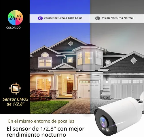 Vista 3 de Cámara de bala Marquis de 4 MP PoE IP con audio, cámara de seguridad IP para exteriores, clasificada IP66, lente gran angular de 108° de 2.8 mm