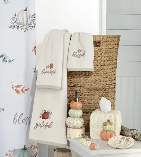 Vista 3 de Avanti Linens - Toallas para los dedos, toalla de algodón suave y absorbente, decoración del hogar de otoño, juego de 2 (colección Grateful Patch)
