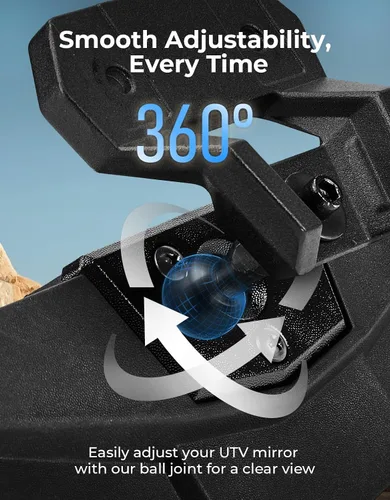 Vista 3 de KEMIMOTO Espejo Retrovisor UTV, Espejo UTV SXS con Vista Clara con Abrazadera de Aluminio de Bajo Perfil Ajustable de 360° de 3.8-5 cm Compatible