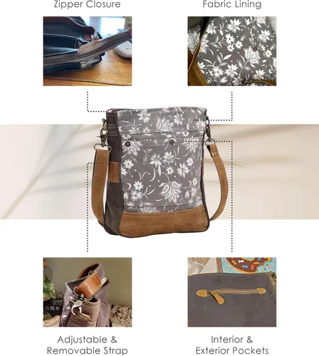 Vista 4 de Myra Bag Floral Purse - Canvas Bags for Women, Over The Shoulder Purse