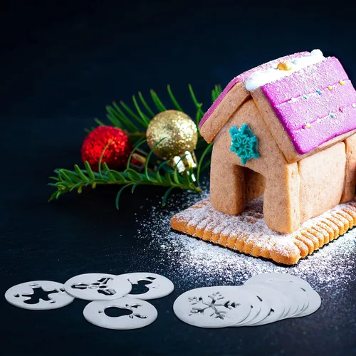 Vista 2 de Nuenen Juego de 12 piezas de prensa de galletas de Navidad, discos de prensa de galletas, plantillas de acero inoxidable, molde metálico