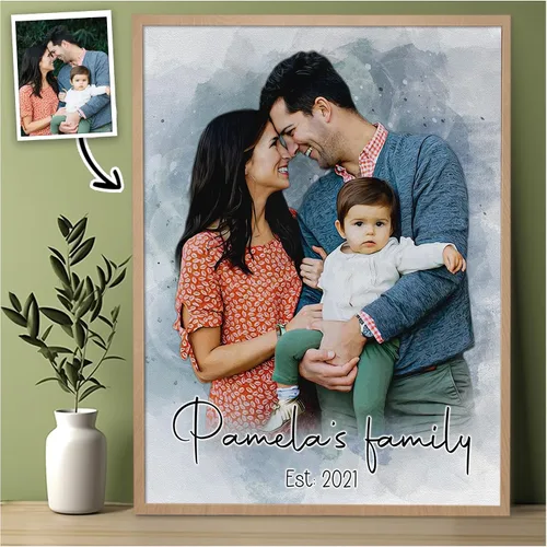 Vista 11 de 39HABORA Póster de lienzo personalizado con retrato de mascota a partir de foto, pintura en acuarela, arte de pared personalizado con retrato