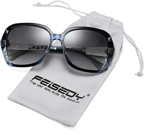 Vista 44 de FEISEDY - gafas de sol polarizadas para mujer, marco compuesto brillante B2289