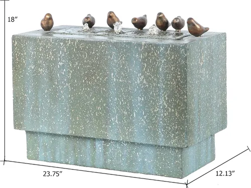 Vista 6 de LuxenHome - Fuente de agua para exteriores de 24 pulgadas, piedra de resina y pátina, fuentes de agua rectangulares para exteriores e interiores