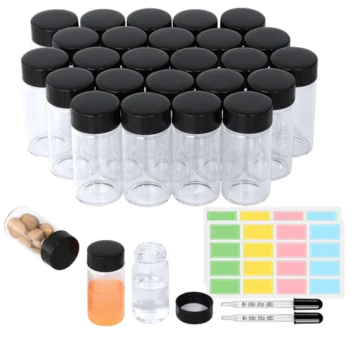 Vista 11 de Paquete de 20 Frascos de Vidrio Transparente de 0.135 fl oz con Tapas de Rosca, Frascos Pequeños para Líquidos para Aceite Esencial
