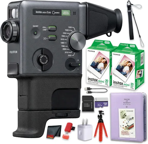 Vista 11 de FUJIFILM instax mini Evo Cinema Hybrid - Paquete de cámara instantánea, impresora de cámara 3 en 1 con Bluetooth + Gen Dial para 10 efectos