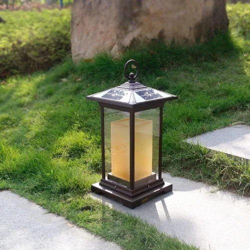 Vista 5 de Luces de poste al aire libre, control remoto, lámpara solar de pie para césped, luz inteligente de control de luz, luz de cabeza de poste al aire