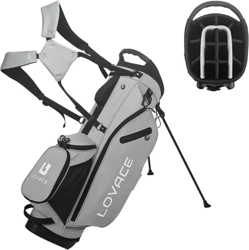 Vista 7 de Bolsa de golf con soporte de 14 divisiones, bolsa de golf ligera con soporte para hombres y mujeres Negro