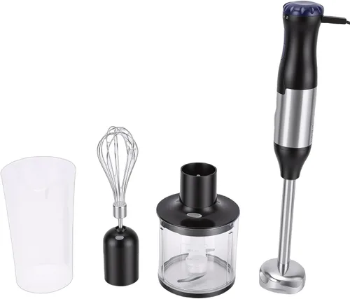 Vista 3 de Batidora de mano de inmersión de mano 4 en 1 500 W 20 velocidades con botón de impulso cuchillas de acero inoxidable para batidos, sopas, salsas