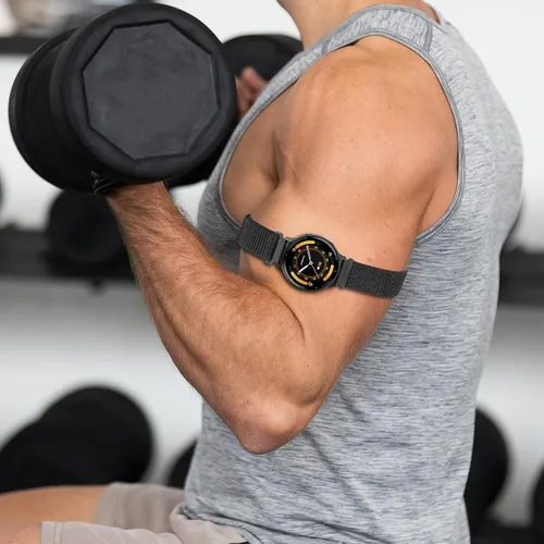 Vista 5 de 22mm Sport Ankle/Arm Band Compatible with Amazfit Helio, Quick Release Breathable Nylon Bicep Strap Replacement for Garmin Venu 3/Venu 4 45mm/Venu