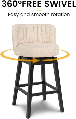 Vista 9 de COCO DESIGN - Juego de 2 taburetes de bar giratorios, 24" de altura del asiento, taburetes de bar de estilo moderno de mediados de siglo