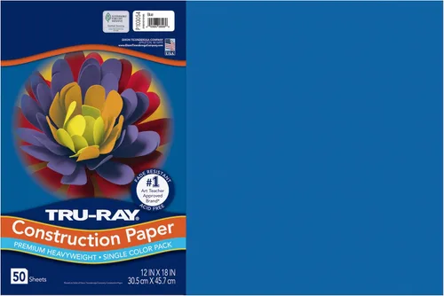 Vista 32 de Tru-Ray® Papel de construcción, 12.0 in x 18.0 in, 50% reciclado, azul atómico, paquete de 50