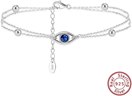 Vista 7 de Pulseras de plata de ley 925 con infinito de mal de ojo, ajustable, para mujer, madre, esposa, novia, regalo de joyería