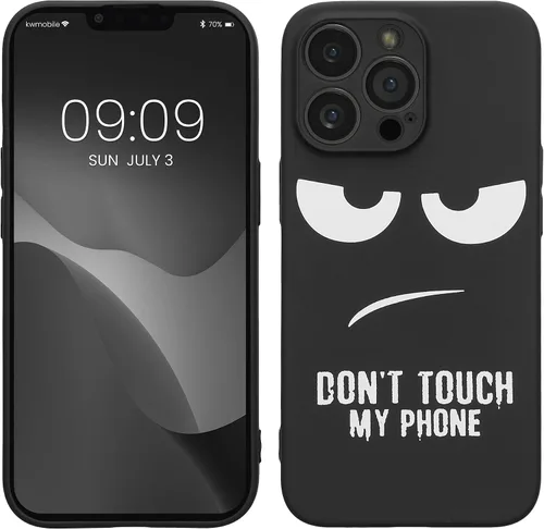 Vista 18 de kwmobile Funda de silicona TPU compatible con Xiaomi 11T/11T Pro - Funda suave - No toques mi teléfono blanco/negro