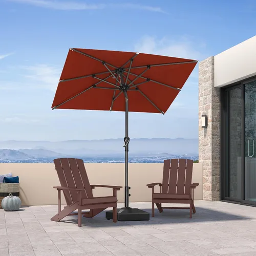 Vista 100 de PURPLE LEAF - Sombrilla de patio rectangular de 6' x 4', sombrilla de mesa para exteriores con marco de aluminio, sombrilla de mercado, sombrilla