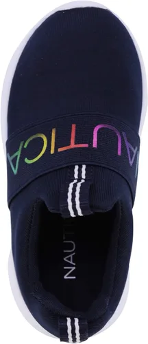 Vista 4 de Nautica Tenis sin cordones para niña, zapatos deportivos para correr, caminar, jugar tenis y deportes (niños pequeños)
