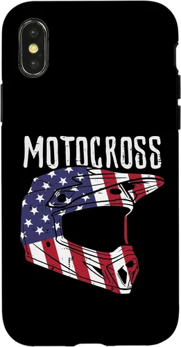 Vista 4 de Casco de motocross para iPhone 15 con bandera de Estados Unidos para motocross, patriótico, motociclista, para hombres y niños