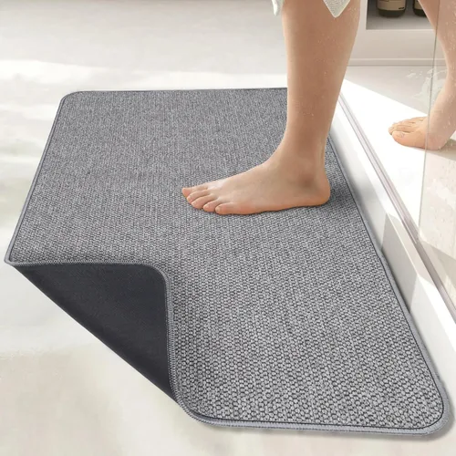 Vista 80 de Tapete de baño ultrafino, con base de goma, antideslizante, secado rápido, lavable a máquina, pelo bajo, absorbente, para ducha exterior, fregadero