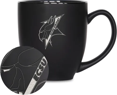 Vista 309 de Rico Industries - Taza de cerámica mate negra con grabado láser estándar de 15oz para NCAA (escuelas T & U) - Para bebidas calientes o frías