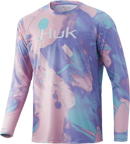Vista 18 de Huk Pursuit Vented LS para hombre Refracción Fish Fade - San Sal/Wahoo